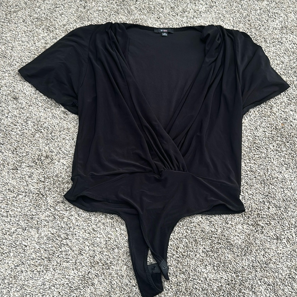 Black Open Front Bodysuit